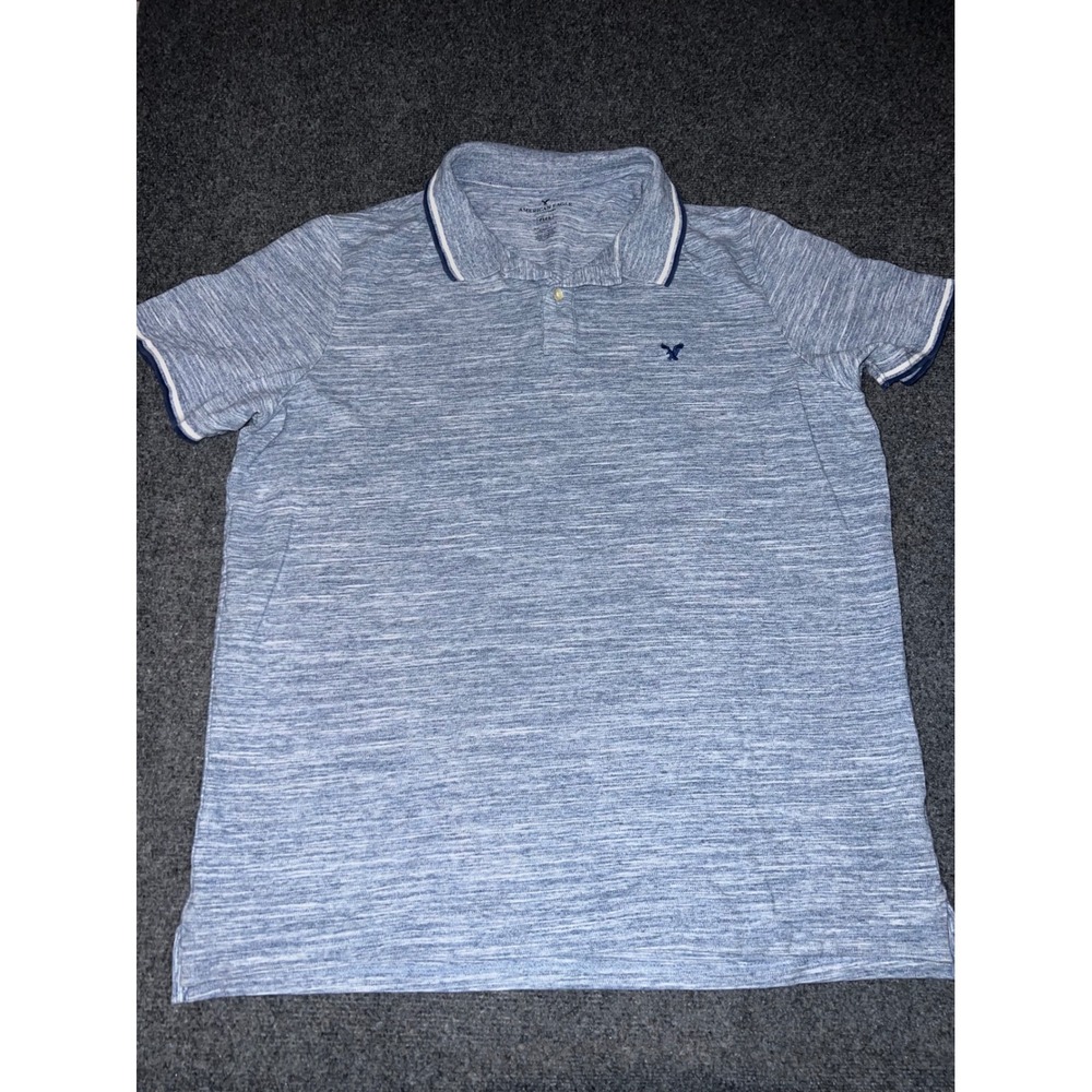 American Eagle Outfitters Flex Polo Shirt XXL Blue Space Dye Short Sleeve Mens